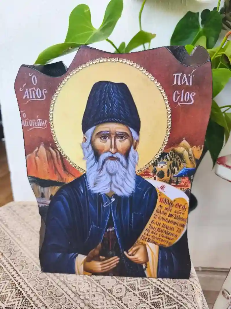 Χειροποίητη Ξύλινη Εικόνα Οσίου Παϊσίου Αγιορείτη